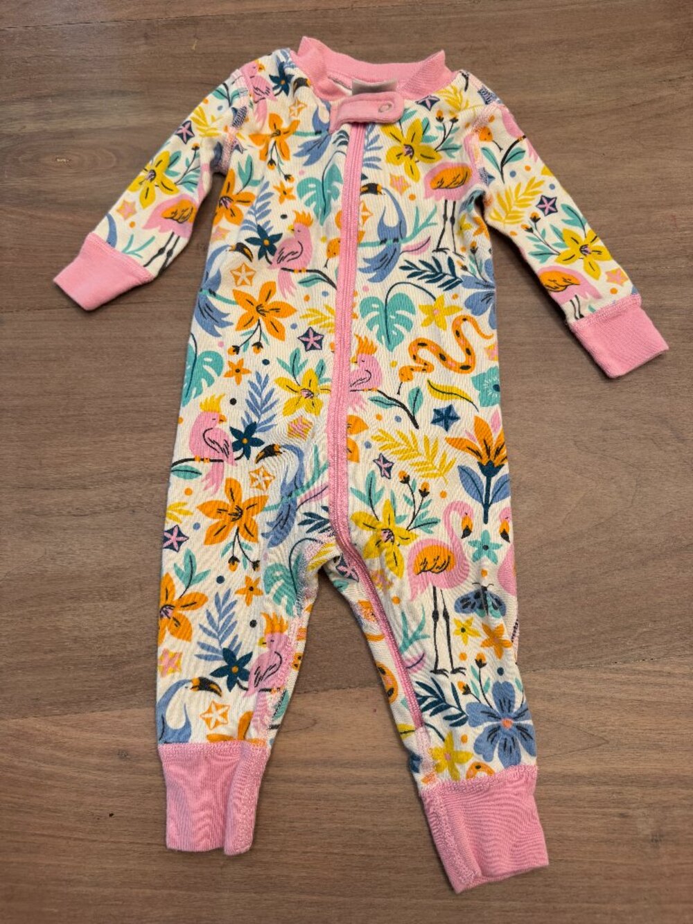 Hanna Andersson Tropical Flamingo Zip Romper Sleeper Organic Cotton 60cm / US 3-